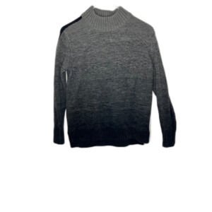 Athleta Ombre Sunset Black Grey Merino Wool Mock Neck Pullover Sweater Womens M